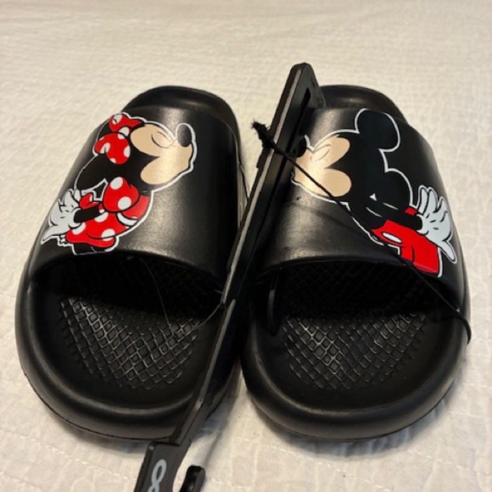 Disney Black Red White Mickey & Minnie Slide Sandals